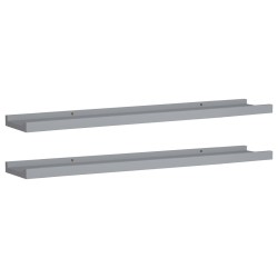 vidaXL Repisa para marcos de fotos 2 uds MDF gris 80x9x3 cm