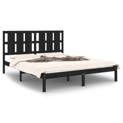 vidaXL Estructura de cama de madera maciza de pino negra 160x200 cm