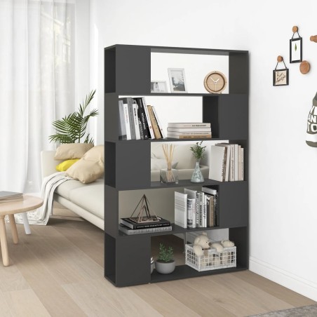 vidaXL Librería separador madera contrachapada gris 100x24x155 cm