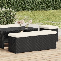 vidaXL Banco otomana con cojín ratán sintético negro 110x30x40 cm