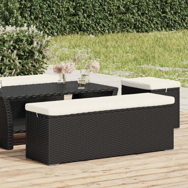 vidaXL Banco otomana con cojín ratán sintético negro 110x30x40 cm vidaXL Banco otomana con cojín ratán sintético negro 110x30x40 cm
