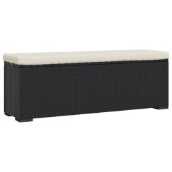 vidaXL Banco otomana con cojín ratán sintético negro 110x30x40 cm