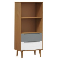 vidaXL Librería MOLDE madera maciza de pino marrón 60x35x133,5 cm