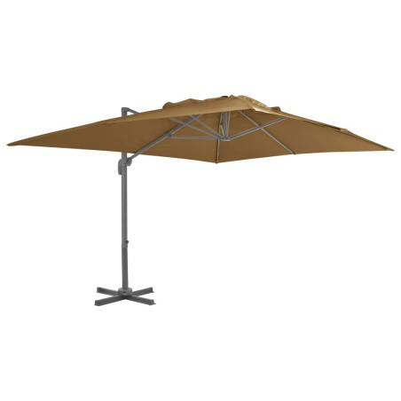 vidaXL Sombrilla voladiza con poste de aluminio gris taupe 400x300 cm