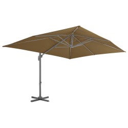 vidaXL Sombrilla voladiza con poste de aluminio gris taupe 400x300 cm