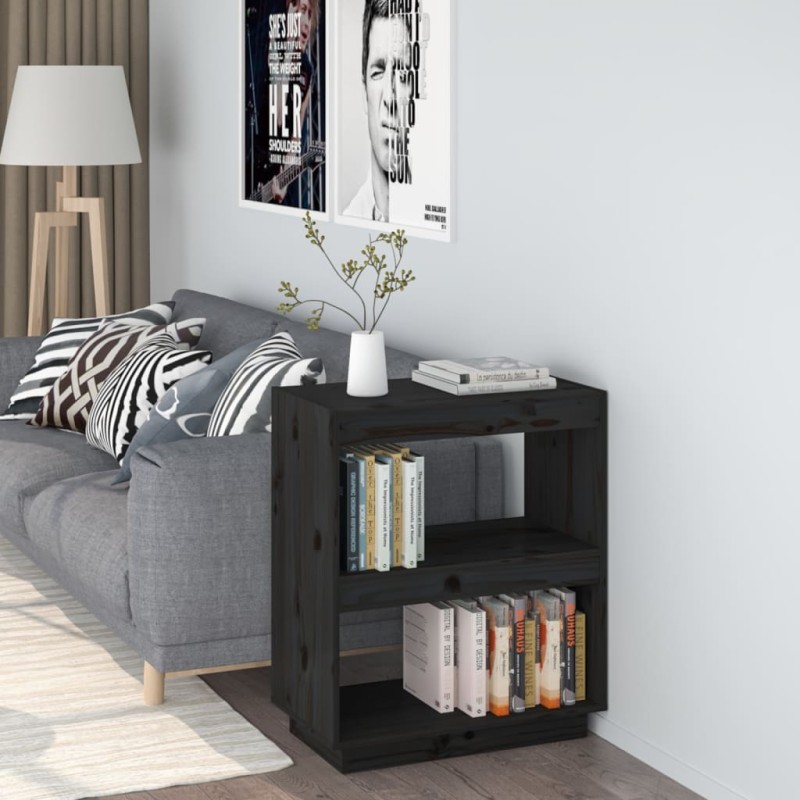 vidaXL Estantería madera maciza de pino negra 60x35x71 cm