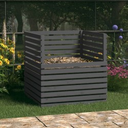 vidaXL Compostador de madera maciza de pino gris 100x100x102 cm