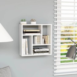 vidaXL Estantería pared contrachapada blanco brillante 45,1x16x45,1 cm