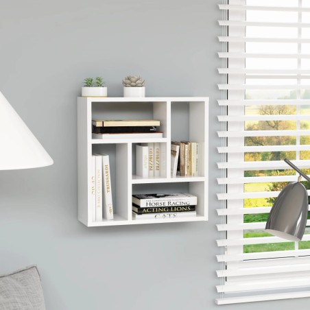 vidaXL Estantería pared contrachapada blanco brillante 45,1x16x45,1 cm