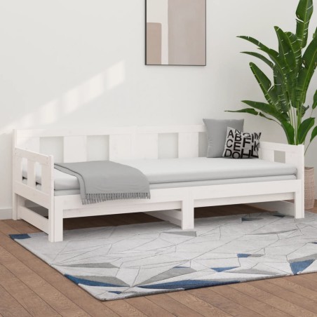 vidaXL Sofá cama extraíble madera maciza de pino blanco 2x(90x200) cm