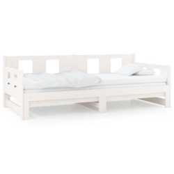 vidaXL Sofá cama extraíble madera maciza de pino blanco 2x(90x200) cm