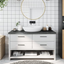 vidaXL Encimera baño madera maciza tratada gris oscuro 100x30x(2-6) cm