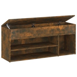 vidaXL Banco zapatero madera contrachapada roble ahumado 105x30x45 cm