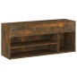 vidaXL Banco zapatero madera contrachapada roble ahumado 105x30x45 cm