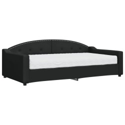 vidaXL Sofá cama con colchón tela negro 100x200 cm