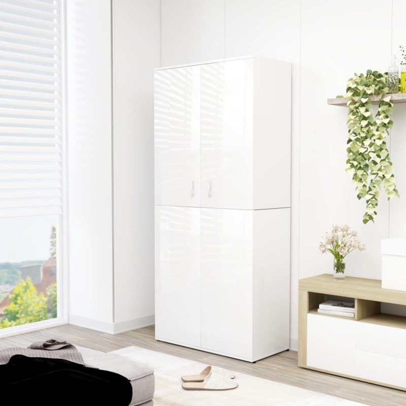 vidaXL Mueble zapatero contrachapada blanco brillo 80x39x178 cm