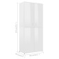 vidaXL Mueble zapatero contrachapada blanco brillo 80x39x178 cm