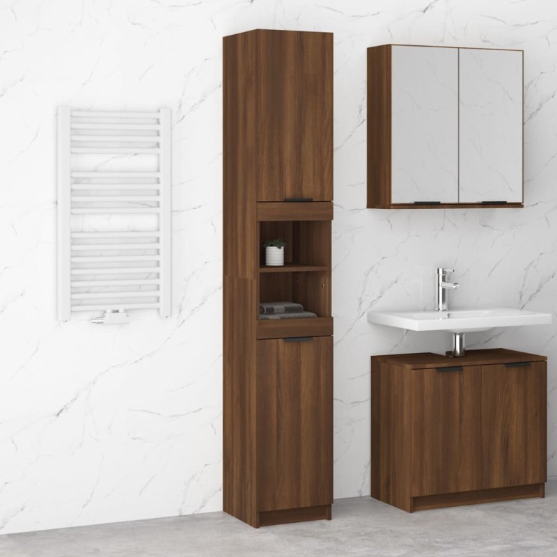 vidaXL Armario de baño contrachapada marrón roble 32x34x188,5 cm vidaXL Armario de baño contrachapada marrón roble 32x34x188,5 cm