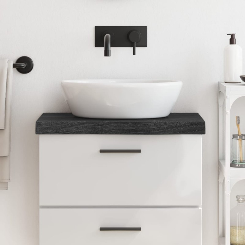 vidaXL Encimera baño madera maciza tratada gris oscuro 60x40x(2-6) cm vidaXL Encimera baño madera maciza tratada gris oscuro 60x40x(2-6) cm