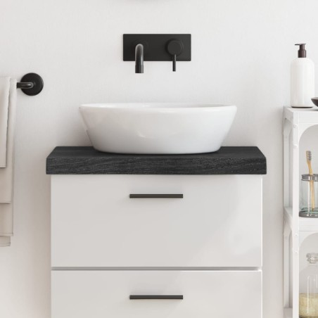 vidaXL Encimera baño madera maciza tratada gris oscuro 60x40x(2-6) cm
