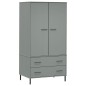 vidaXL Armario patas de metal OSLO madera maciza gris 90x55x172,5 cm