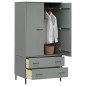vidaXL Armario patas de metal OSLO madera maciza gris 90x55x172,5 cm
