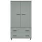 vidaXL Armario patas de metal OSLO madera maciza gris 90x55x172,5 cm