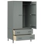 vidaXL Armario patas de metal OSLO madera maciza gris 90x55x172,5 cm