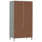 vidaXL Armario patas de metal OSLO madera maciza gris 90x55x172,5 cm