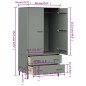 vidaXL Armario patas de metal OSLO madera maciza gris 90x55x172,5 cm