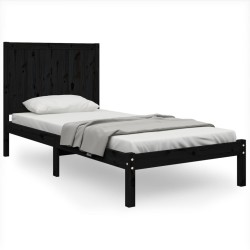 vidaXL Estructura cama madera maciza pino individual negra 75x190 cm