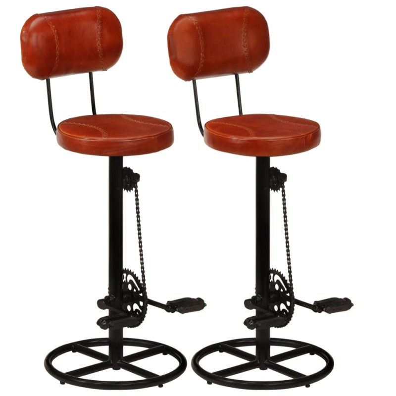 vidaXL Taburetes de cocina 2 uds piel cabra auténtica negro y marrón vidaXL Taburetes de cocina 2 uds piel cabra auténtica negro y marrón