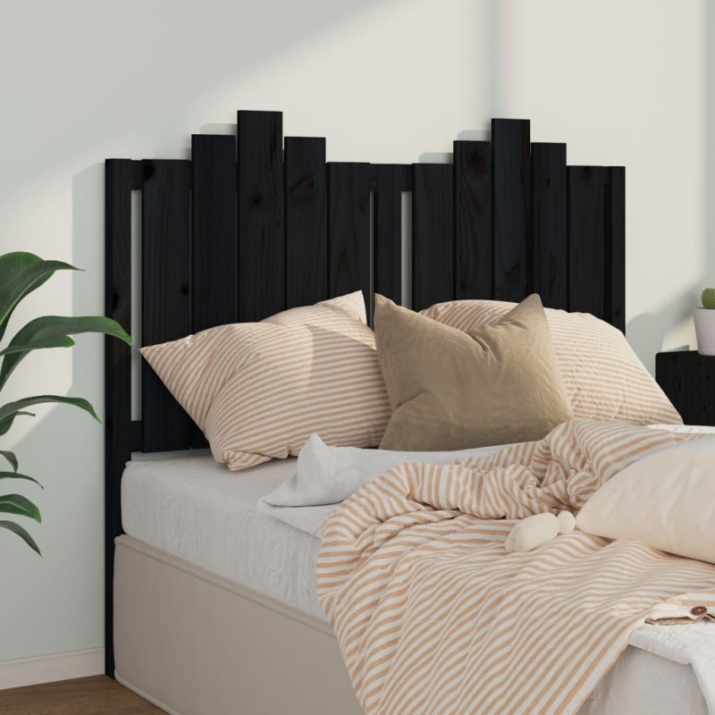 vidaXL Cabecero de cama madera maciza de pino negro 126x4x110 cm vidaXL Cabecero de cama madera maciza de pino negro 126x4x110 cm