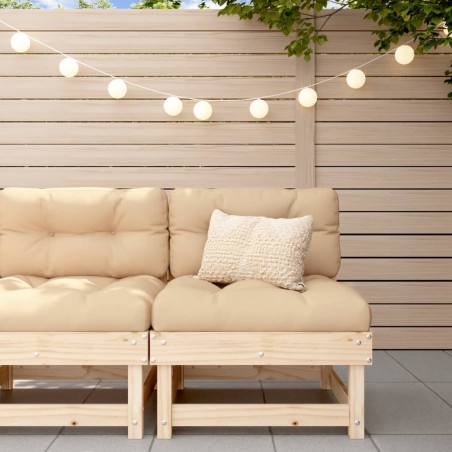 vidaXL Sofá central con cojines madera maciza de pino