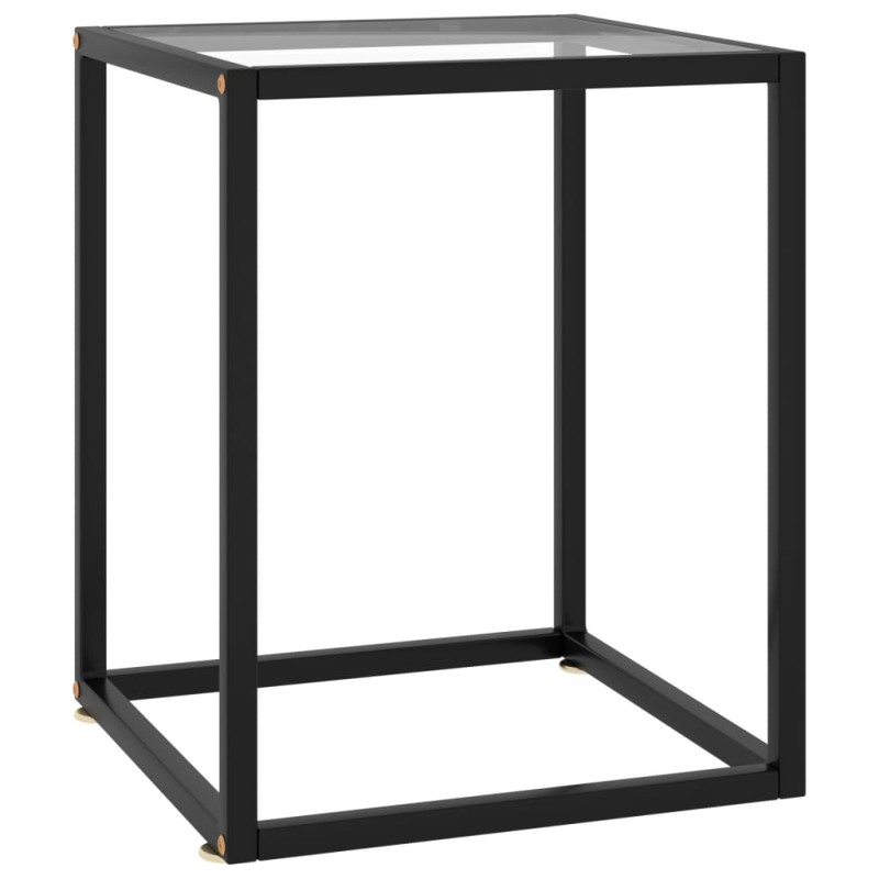 vidaXL Mesa de centro con vidrio templado negra 40x40x50 cm