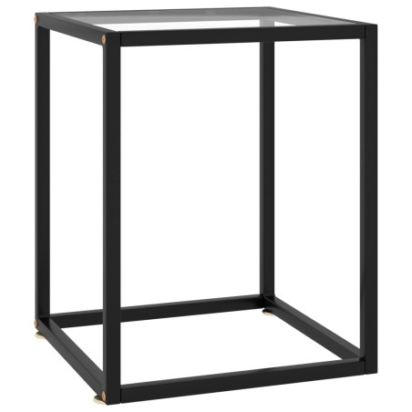 vidaXL Mesa de centro con vidrio templado negra 40x40x50 cm
