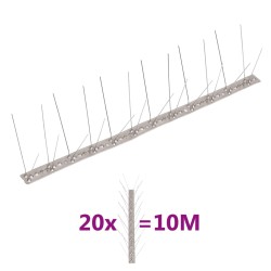 vidaXL Set de 20 hileras pinchos contra pájaros y palomas 4 filas 10 m