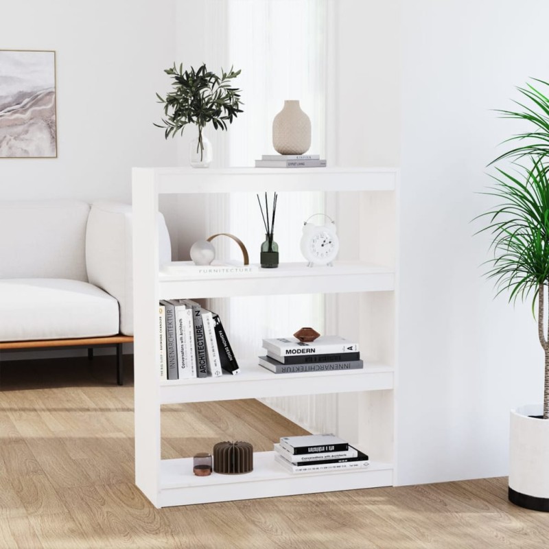 vidaXL Estantería/divisor de espacios madera pino blanco 80x30x103,5cm vidaXL Estantería/divisor de espacios madera pino blanco 80x30x103,5cm