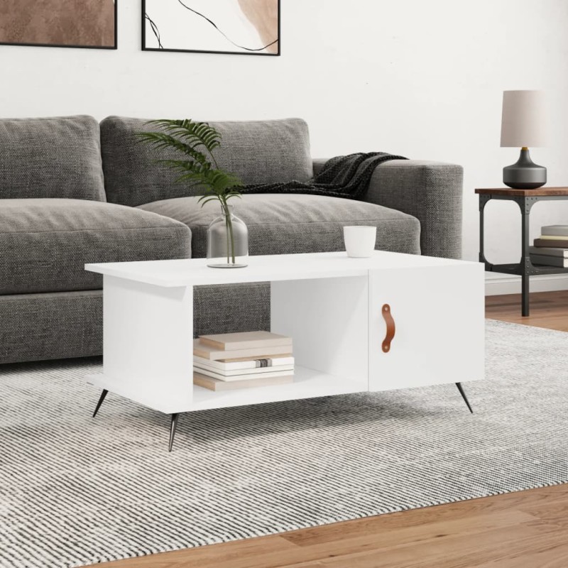 vidaXL Mesa de centro madera contrachapada blanco 90x50x40 cm vidaXL Mesa de centro madera contrachapada blanco 90x50x40 cm