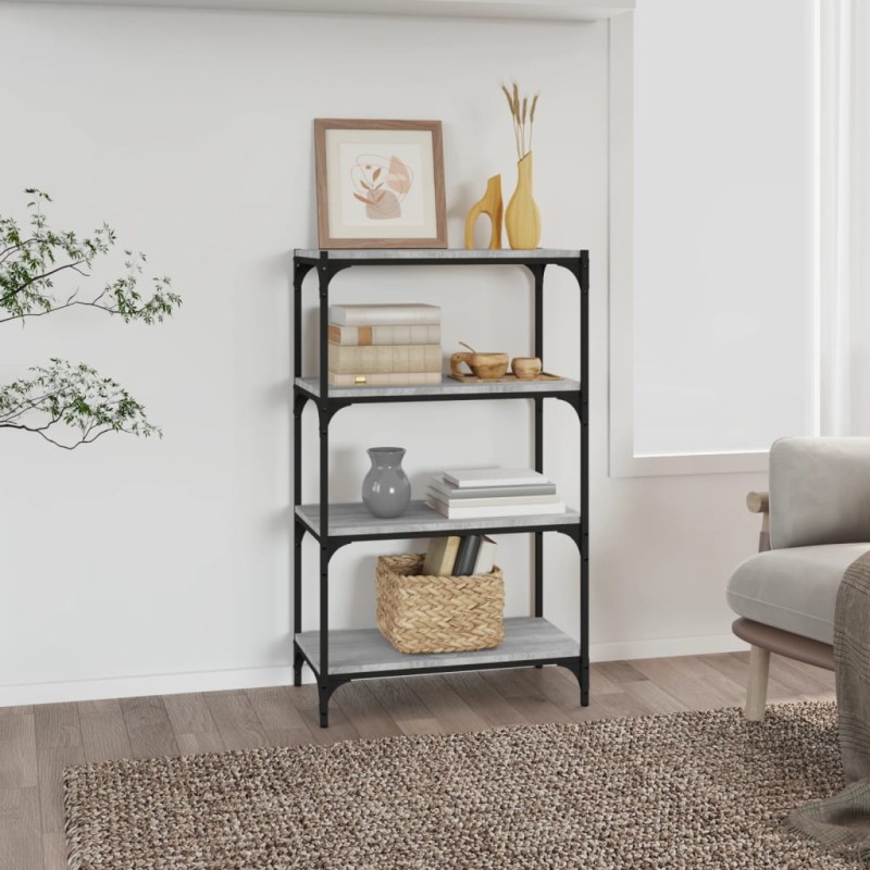 vidaXL Estantería contrachapada y acero gris Sonoma 60x33x100 cm vidaXL Estantería contrachapada y acero gris Sonoma 60x33x100 cm