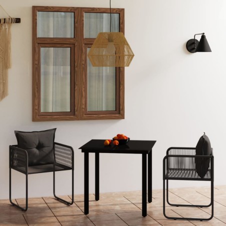 vidaXL Juego de comedor para jardín 3 piezas negro