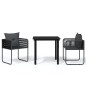 vidaXL Juego de comedor para jardín 3 piezas negro vidaXL Juego de comedor para jardín 3 piezas negro