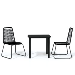 vidaXL Juego de comedor para jardín 3 piezas negro
