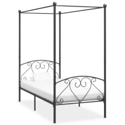vidaXL Estructura de cama con dosel metal gris 90x200 cm 