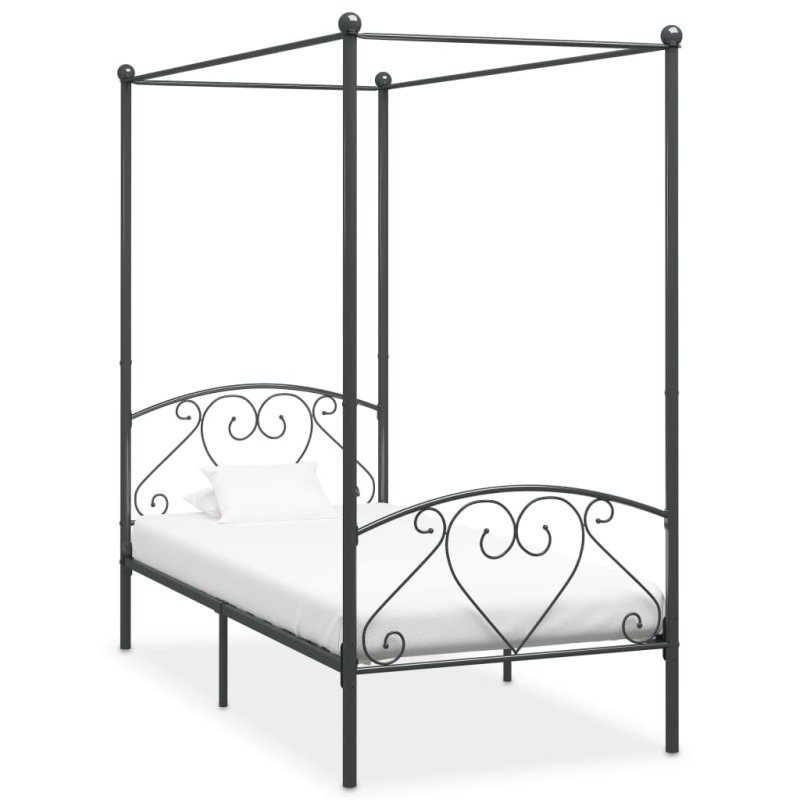 vidaXL Estructura de cama con dosel metal gris 90x200 cm vidaXL Estructura de cama con dosel metal gris 90x200 cm