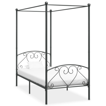 vidaXL Estructura de cama con dosel metal gris 90x200 cm 