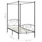 vidaXL Estructura de cama con dosel metal gris 90x200 cm vidaXL Estructura de cama con dosel metal gris 90x200 cm
