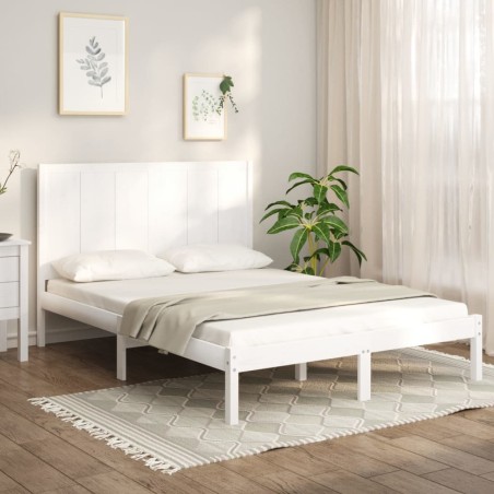 vidaXL Estructura de cama de madera maciza de pino blanco 140x190 cm