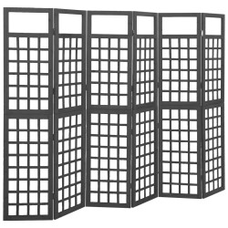 vidaXL Biombo/Enrejado de 6 paneles madera de abeto negro 242,5x180 cm