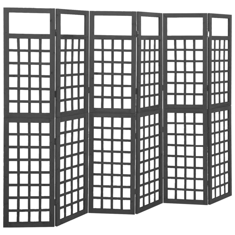 vidaXL Biombo/Enrejado de 6 paneles madera de abeto negro 242,5x180 cm vidaXL Biombo/Enrejado de 6 paneles madera de abeto negro 242,5x180 cm